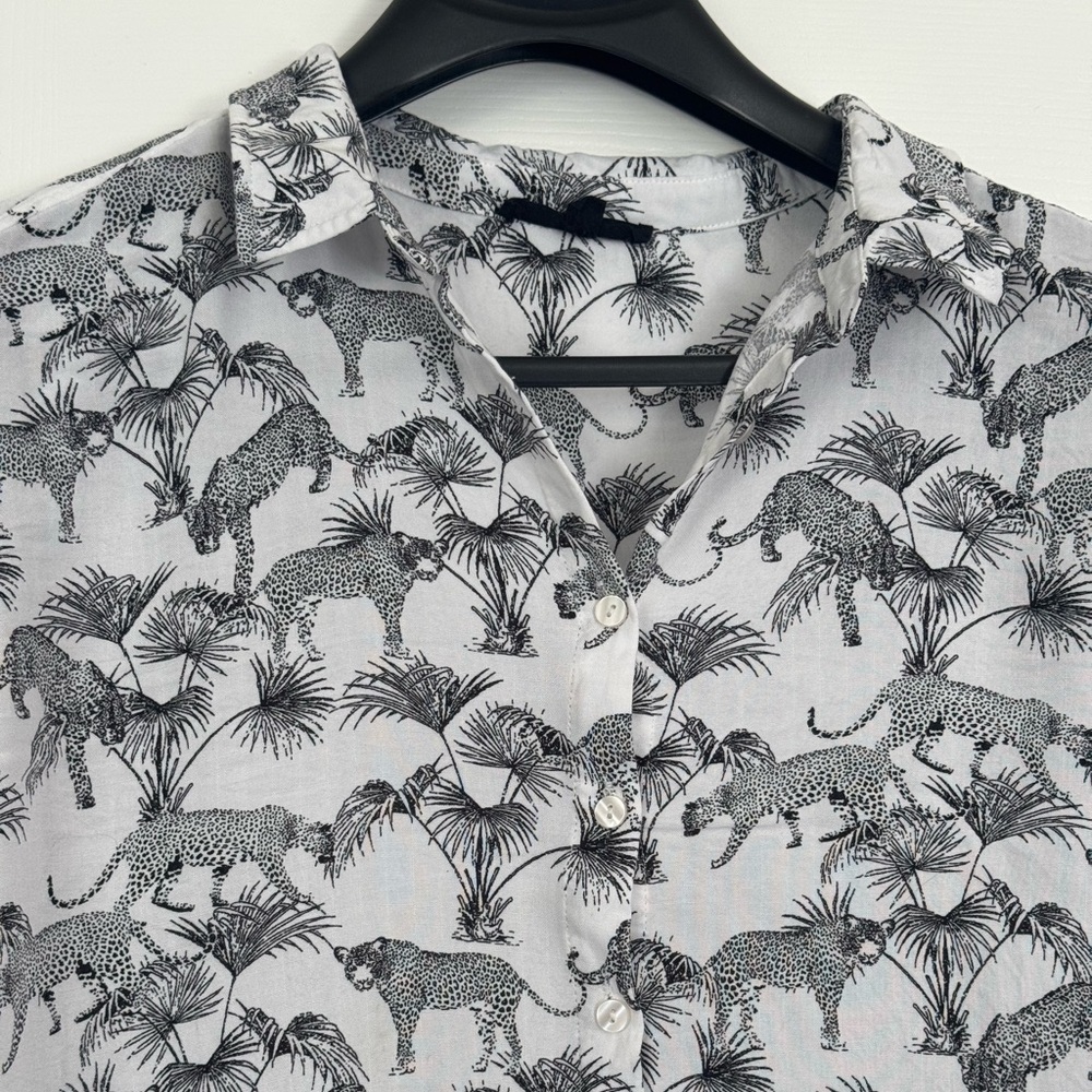 Jane & Delancy Leopard Button Down Top Women's 2X Safari